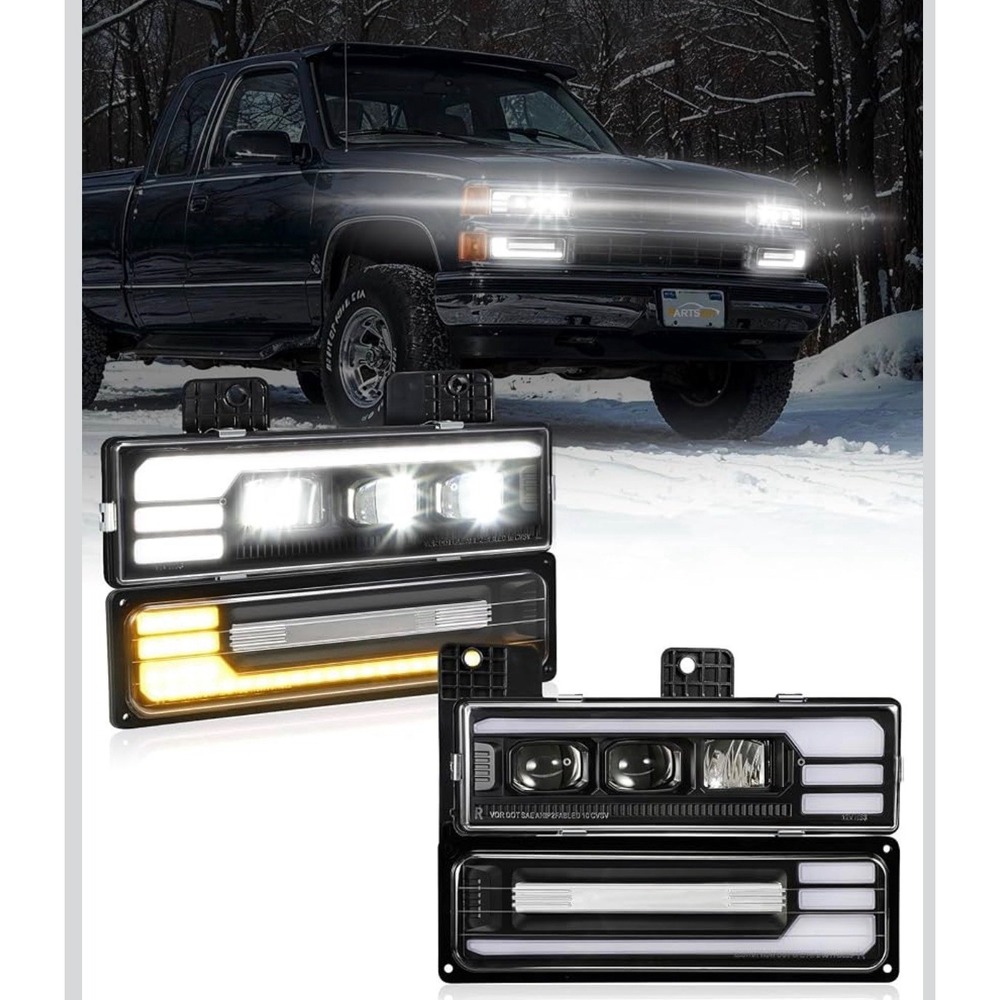 Sequential LED Headlights Partsam OBS Truck 88-98 DOT